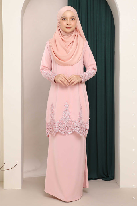 Amna Embroidered Border Lace Modern Kurung