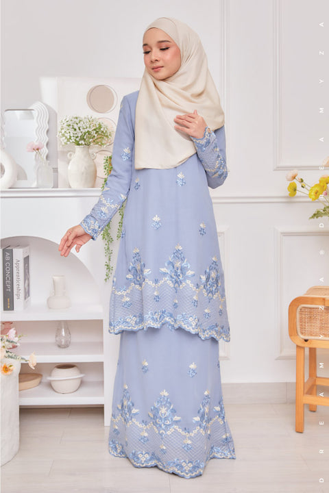 Raisya Flowers Embroidered Sulam Chiffon Baju Kurung Moden