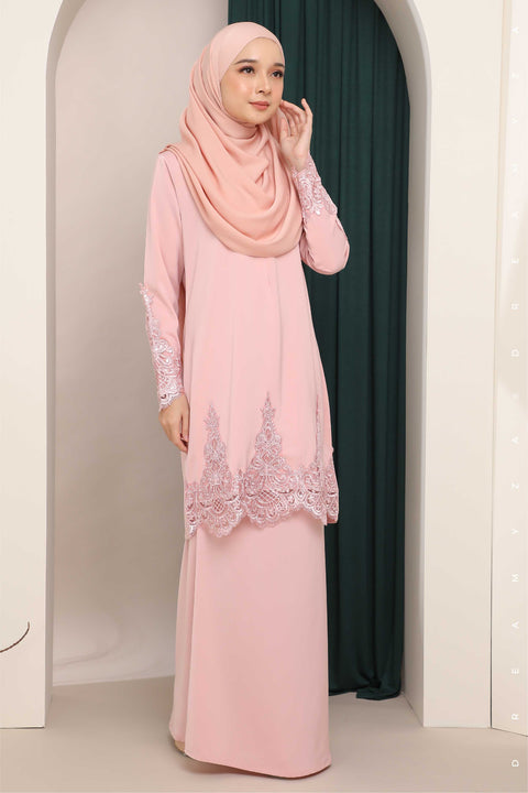Amna Embroidered Border Lace Modern Kurung