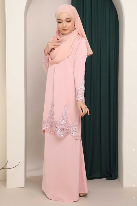 Amna Embroidered Border Lace Modern Kurung
