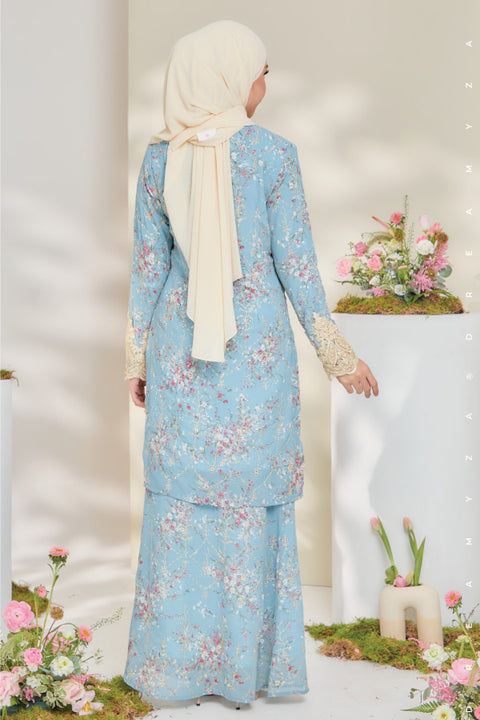 Rossa Embroidered Printed Chiffon with Border Lace Modern Kurung