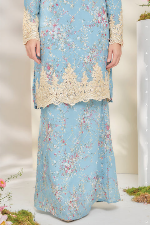 Rossa Embroidered Printed Chiffon with Border Lace Modern Kurung