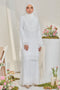 Widuri Embroidered Sulam Chiffon Brides Baju Kurung Akad Nikah Tunang in Off White