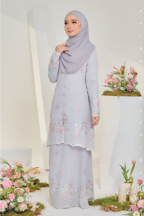 Mawar Flowers Embroidered Sulam Chiffon Baju Kurung Moden