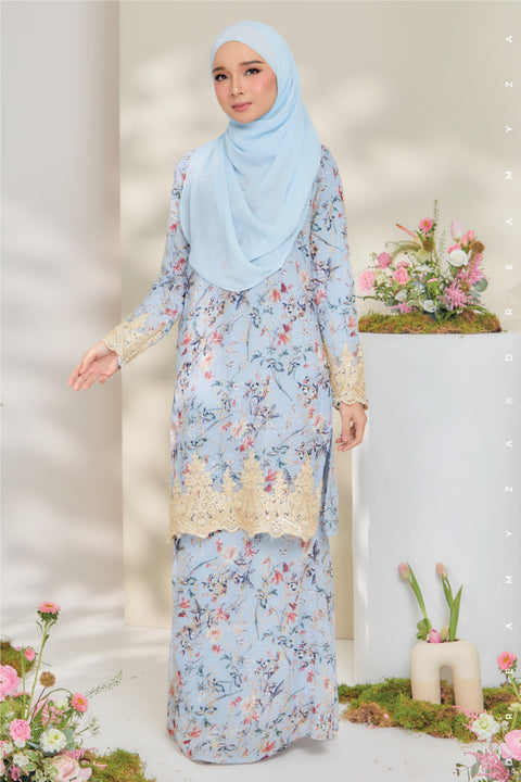 Rossa Embroidered Printed Chiffon with Border Lace Modern Kurung