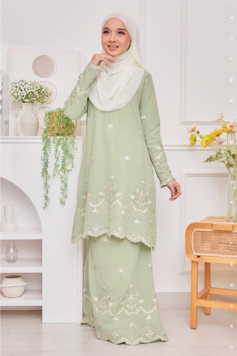 Raisya Flowers Embroidered Sulam Chiffon Baju Kurung Moden