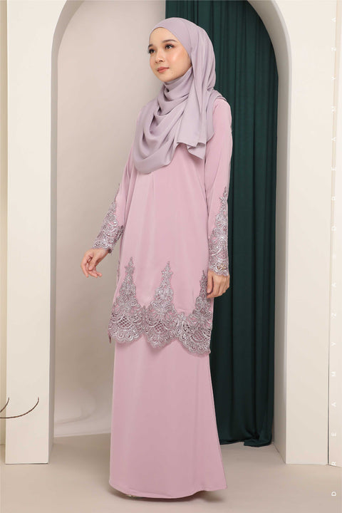 Amna Embroidered Border Lace Modern Kurung