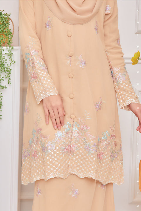Mawar Flowers Embroidered Sulam Chiffon Baju Kurung Moden
