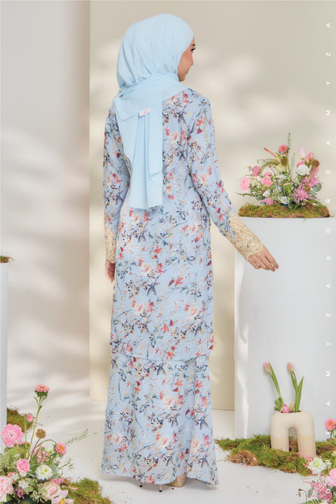 Rossa Embroidered Printed Chiffon with Border Lace Modern Kurung