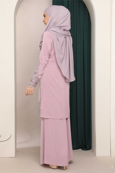 Amna Embroidered Border Lace Modern Kurung