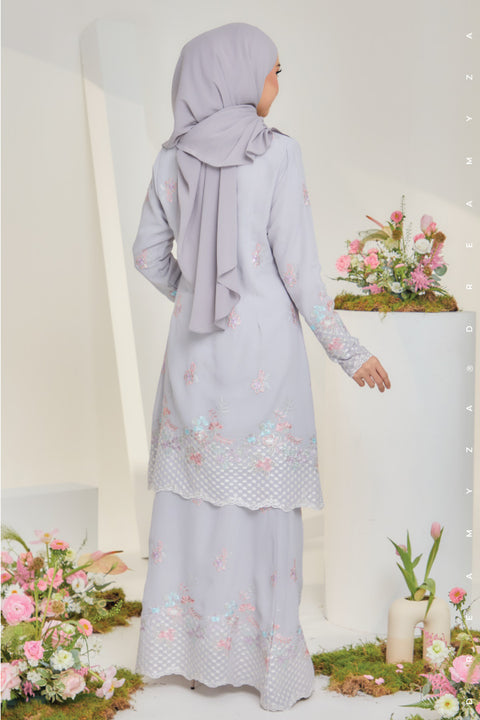 Mawar Flowers Embroidered Sulam Chiffon Baju Kurung Moden