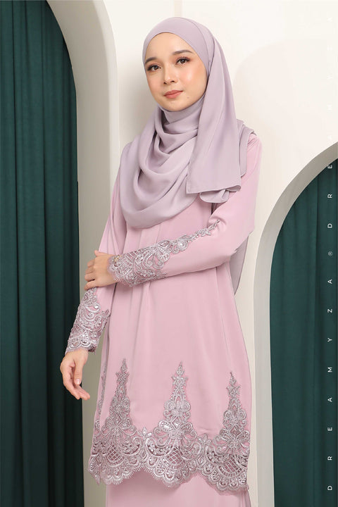 Amna Embroidered Border Lace Modern Kurung