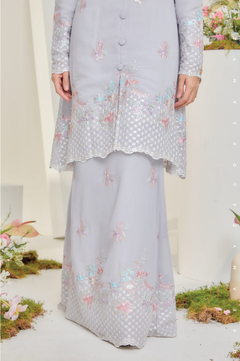 Mawar Flowers Embroidered Sulam Chiffon Baju Kurung Moden