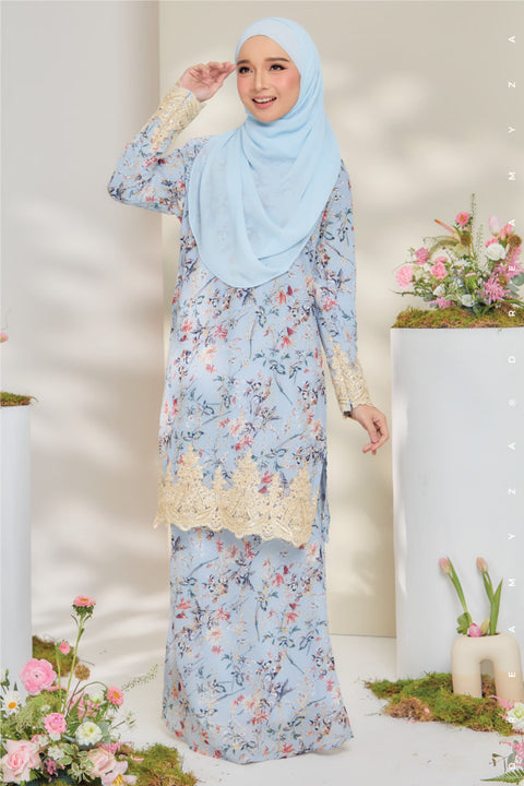 Rossa Embroidered Printed Chiffon with Border Lace Modern Kurung