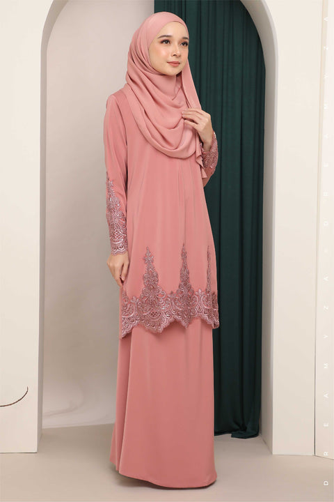 Amna Embroidered Border Lace Modern Kurung