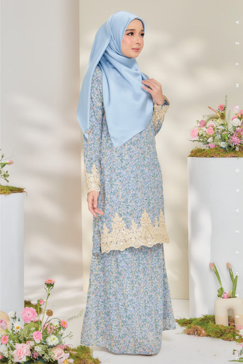 Rossa Embroidered Printed Chiffon with Border Lace Modern Kurung