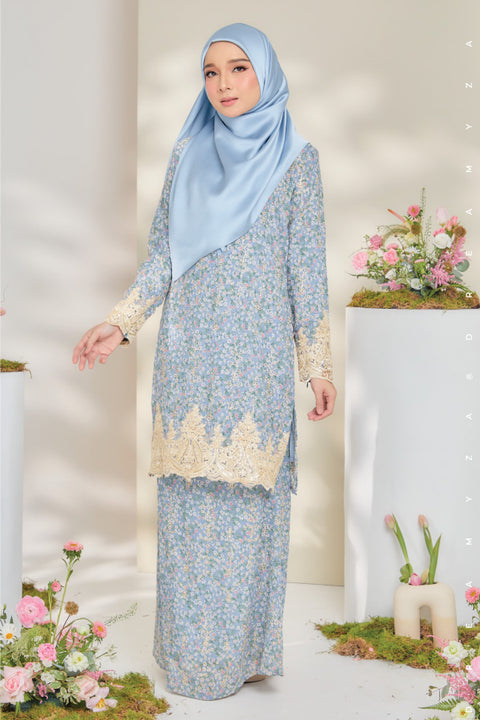 Rossa Embroidered Printed Chiffon with Border Lace Modern Kurung