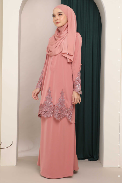 Amna Embroidered Border Lace Modern Kurung