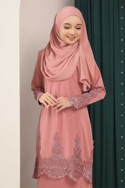 Amna Embroidered Border Lace Modern Kurung