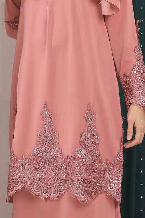 Amna Embroidered Border Lace Modern Kurung