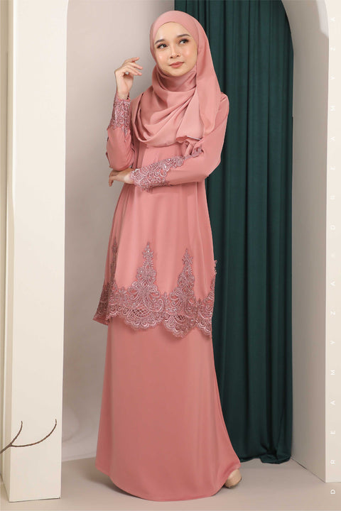 Amna Embroidered Border Lace Modern Kurung