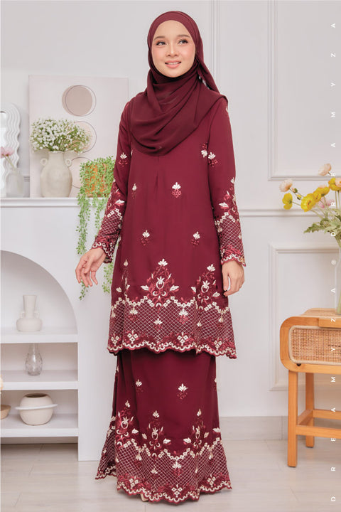 Raisya Flowers Embroidered Sulam Chiffon Baju Kurung Moden