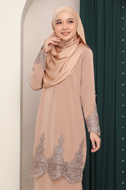 Amna Embroidered Border Lace Modern Kurung