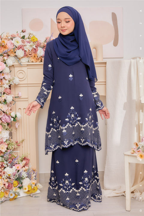 Raisya Flowers Embroidered Sulam Chiffon Baju Kurung Moden