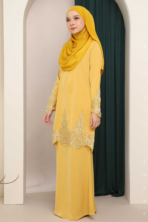 Amna Embroidered Border Lace Modern Kurung