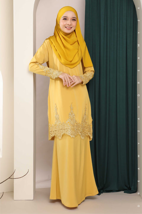 Amna Embroidered Border Lace Modern Kurung