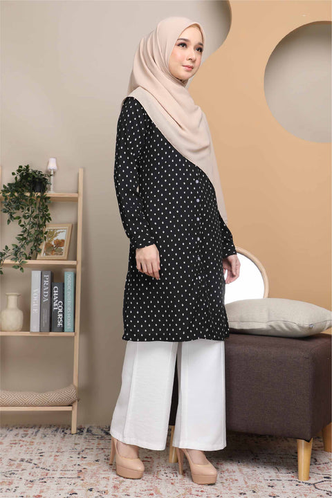 Long Top Blouse Fira Printed Ironless Mesra Vaksin Tunic