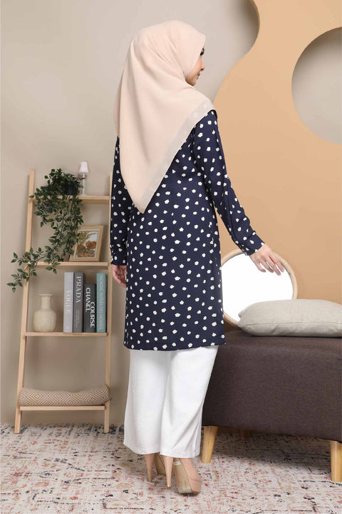 Long Top Blouse Fira Printed Ironless Mesra Vaksin Tunic