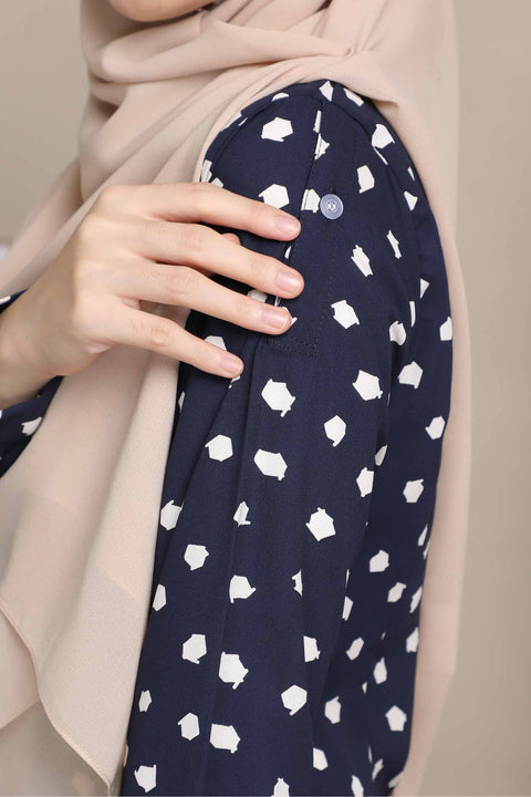 Long Top Blouse Fira Printed Ironless Mesra Vaksin Tunic