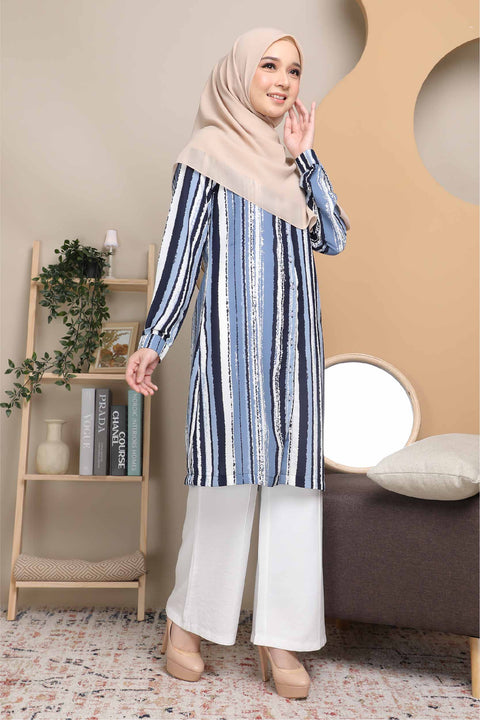 Long Top Blouse Fira Printed Ironless Mesra Vaksin Tunic
