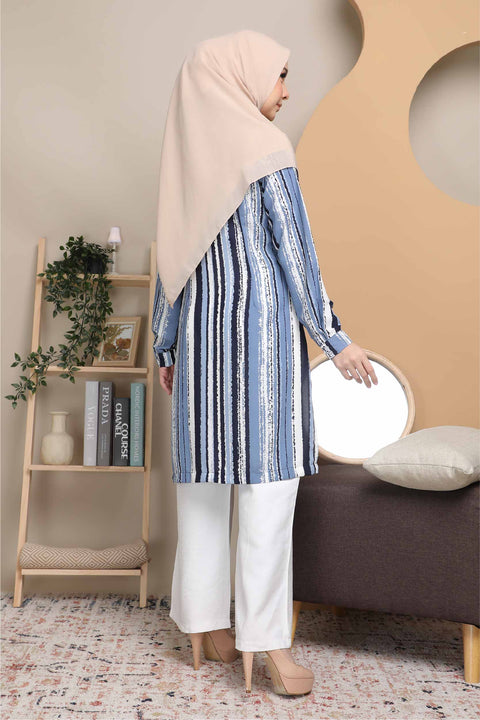Long Top Blouse Fira Printed Ironless Mesra Vaksin Tunic