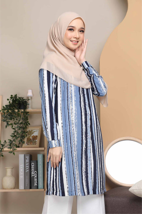 Long Top Blouse Fira Printed Ironless Mesra Vaksin Tunic