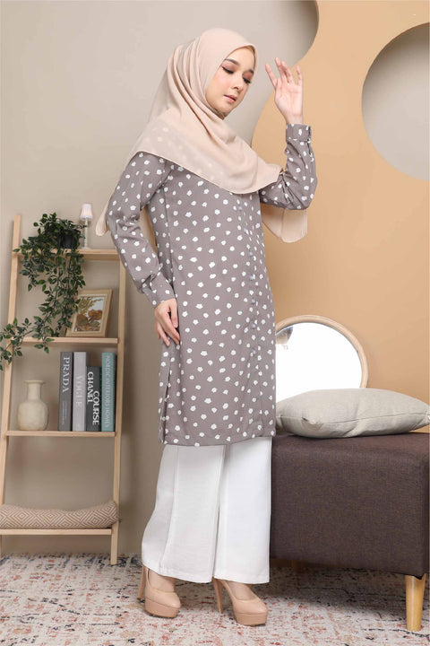 Long Top Blouse Fira Printed Ironless Mesra Vaksin Tunic
