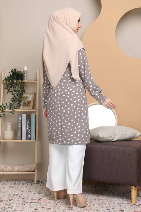 Long Top Blouse Fira Printed Ironless Mesra Vaksin Tunic
