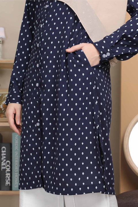 Long Top Blouse Fira Printed Ironless Mesra Vaksin Tunic