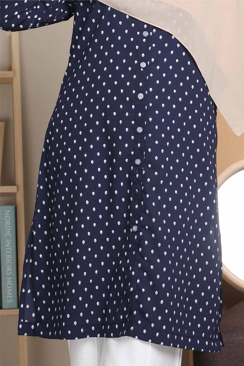 Long Top Blouse Fira Printed Ironless Mesra Vaksin Tunic