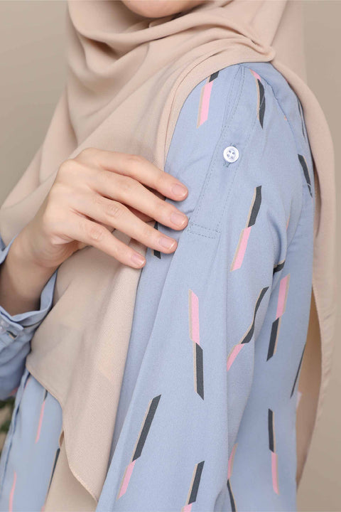 Long Top Blouse Fira Printed Ironless Mesra Vaksin Tunic