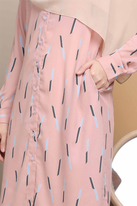 Long Top Blouse Fira Printed Ironless Mesra Vaksin Tunic