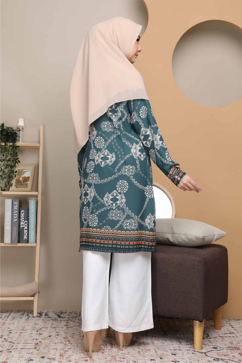 Long Top Blouse Fira Printed Ironless Mesra Vaksin Tunic
