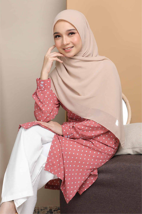 Long Top Blouse Fira Printed Ironless Mesra Vaksin Tunic