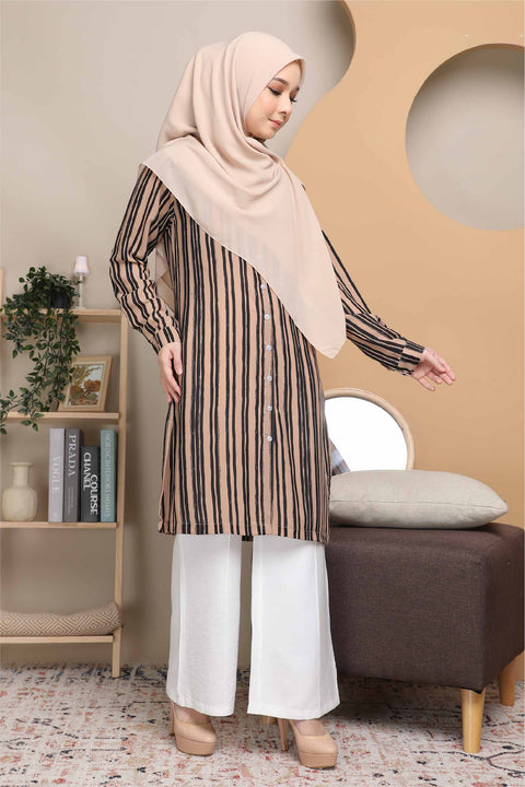 Long Top Blouse Fira Printed Ironless Mesra Vaksin Tunic