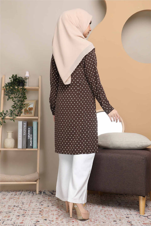Long Top Blouse Fira Printed Ironless Mesra Vaksin Tunic