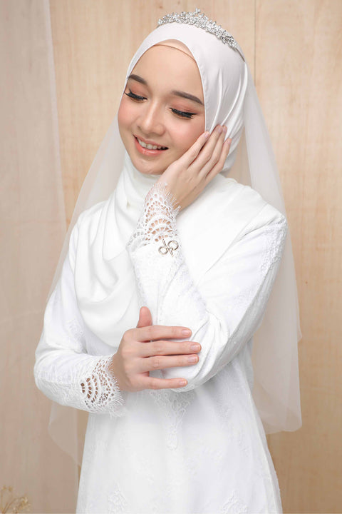 Baju Kurung Nikah Tunang Off White Mahsuri Brides Full Lace