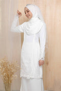 Baju Kurung Nikah White Deana Embroidered Border Lace Brides