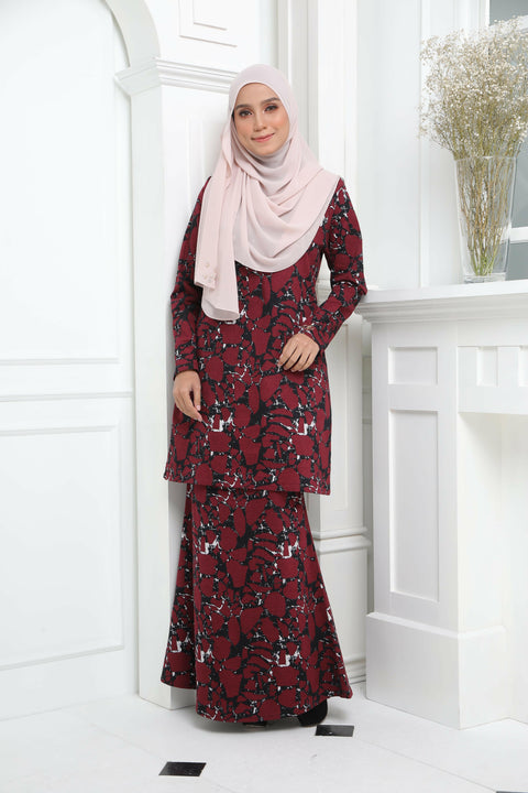 Baju Kurung Modern Hanna Printed Cotton Spandex