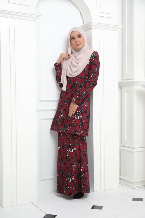 Baju Kurung Modern Hanna Printed Cotton Spandex